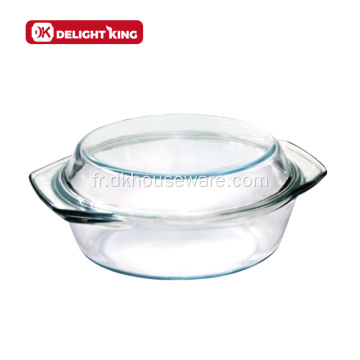 Casserole en verre de décalcomanie personnalisée avec couvercle de plat en verre